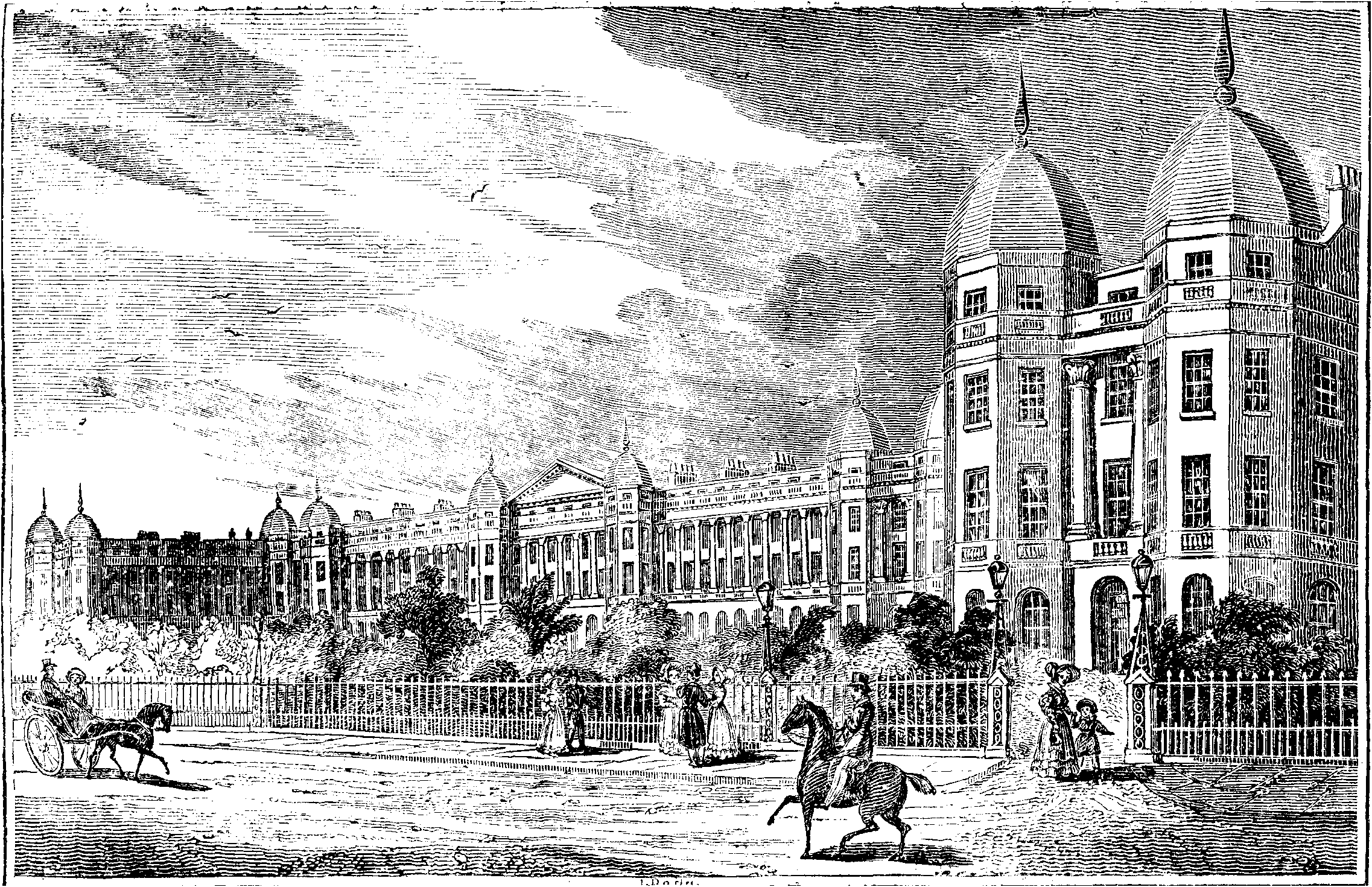 A line drawing of Sussex Place, Regent's park
