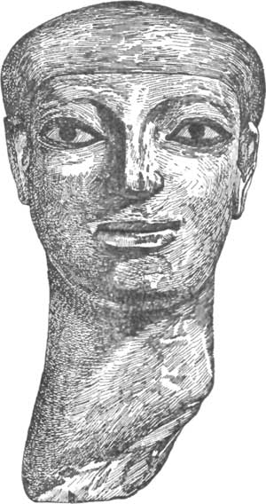 FIG. 9.—PAINTED HEAD FROM EDESSA.


(FROM PERROT AND CHIPIEZ.)