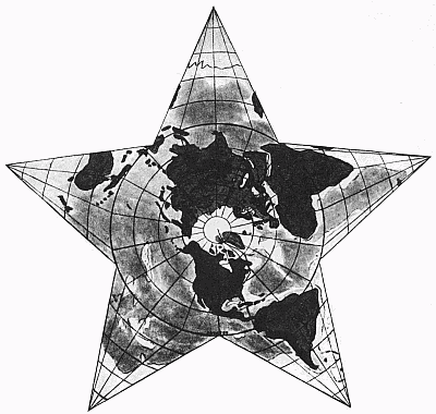 STELLAR PROJECTION, SHOWING THE RELATION OF THE POLAR SEA TO THE VARIOUS CONTINENTS