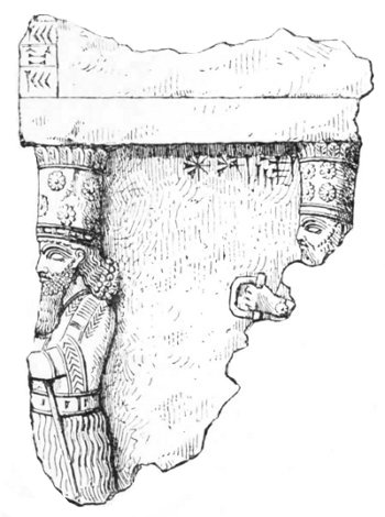 Fig. 113.—Fragment from Babylon. British Museum. Height 11
inches, width 9 inches.