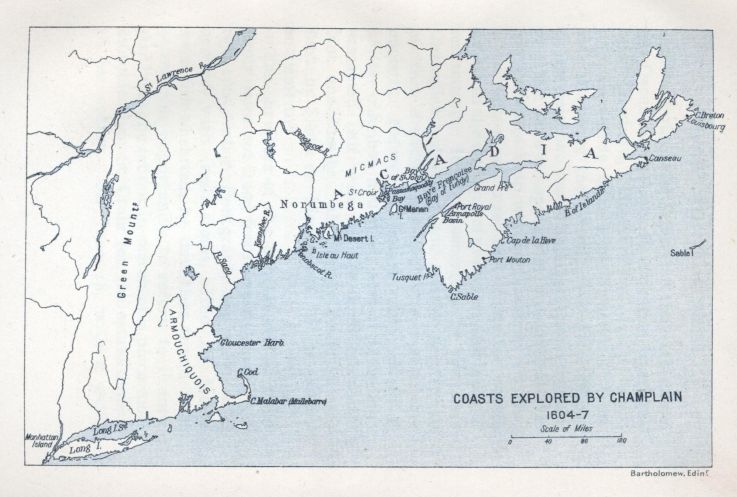 COASTS EXPLORED BY CHAMPLAIN, 1604-7