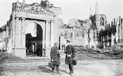 IN YPRES, WITH "BABY" BROOKS, THE OFFICIAL STILL PHOTOGRAPHER, MAY, 1916