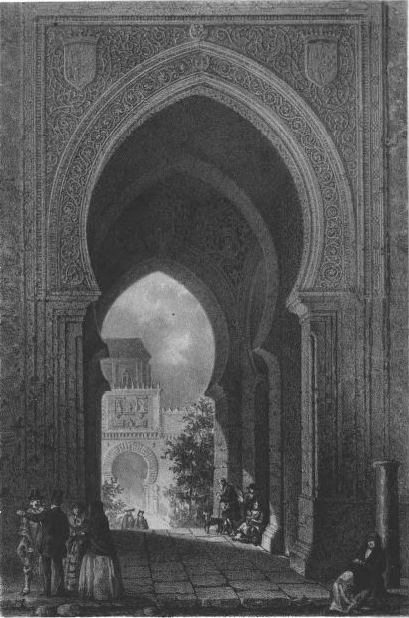 Dib. del nat.l y lit. por F. J. Parcerisa Lit. de;
J. Donon, Madrid.;
PUERTA DEL PERDON.;
(Catedral de Crdova.)