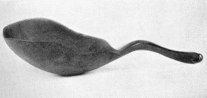 b. Spoon made of horn of mountain sheep. "Mandan Indians, Dacotah Ter. Drs. Gray and
Matthews." Extreme length 16½ inches. (U.S.N.M. 6333)