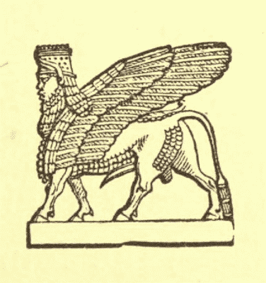 Nergal - a winged lion with the head of
            an Assyrian king