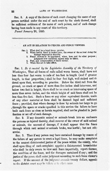 Acts of the Legislative
Assembly of the Territory of Washington,
Passed at the Second Regular Session, Begun
and Held at Olympia, December 4, 1854, in
the Seventy-Ninth Year of American Independence