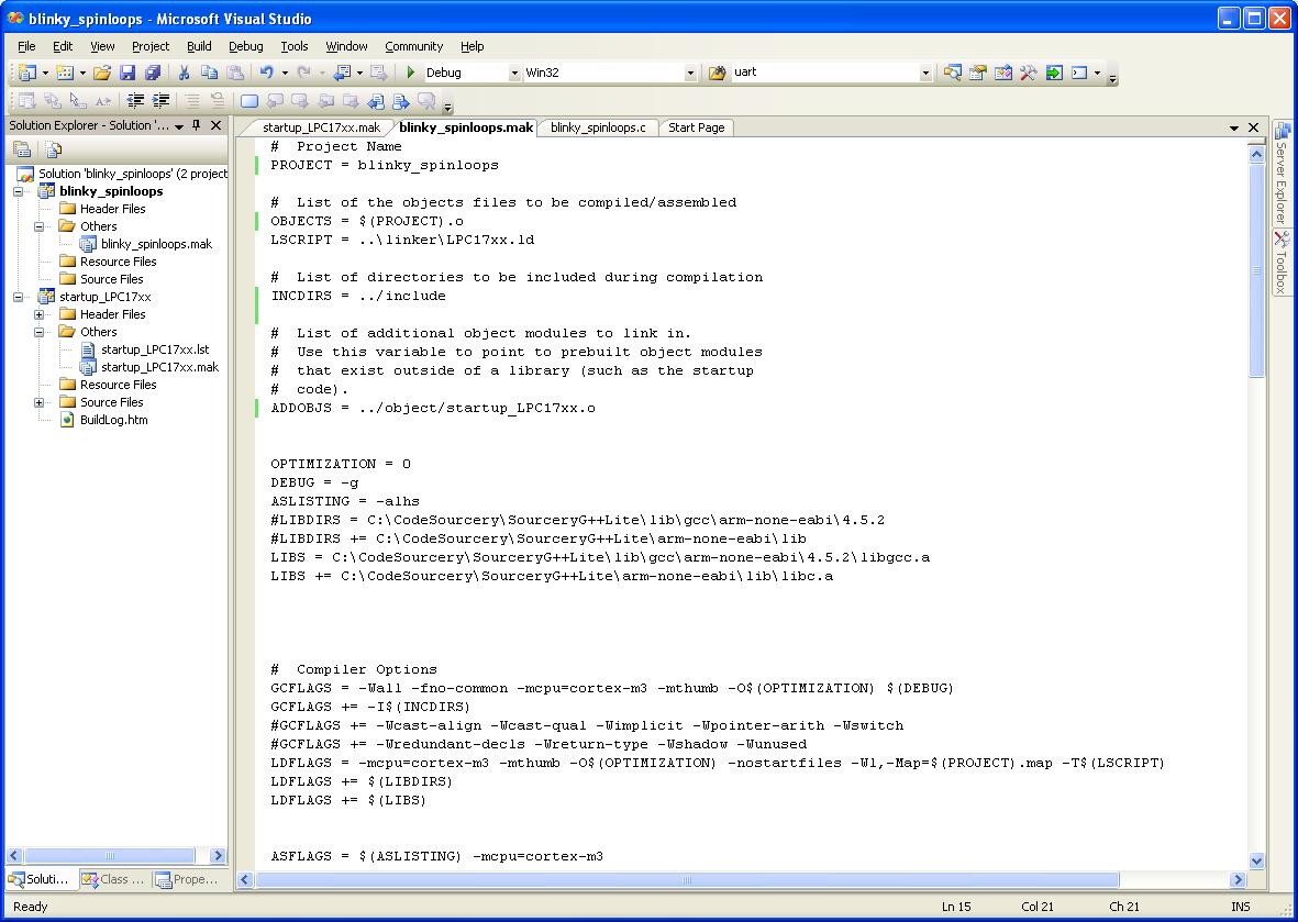 The blinky_spinloops makefile