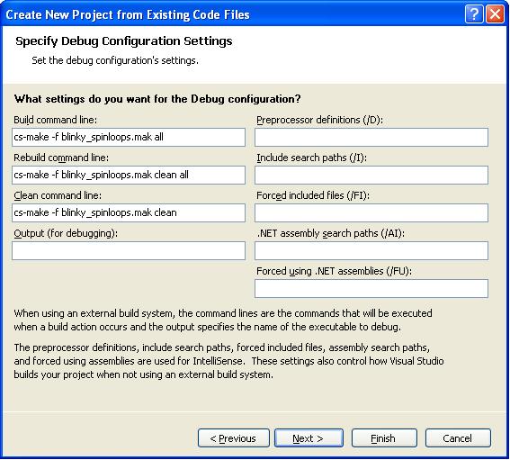 The debug configuration