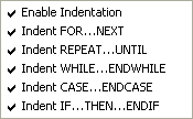 Indentation sub-menu