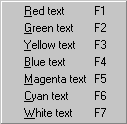 Text colours menu