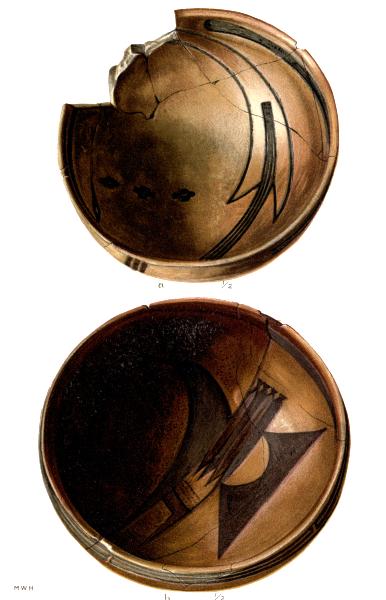 PL. CLIV—
FOOD BOWLS WITH FIGURES OF BIRDS AND FEATHERS FROM SIKYATKI