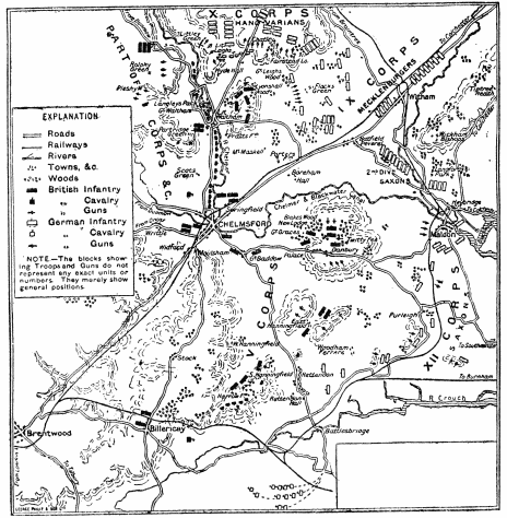 Image unavailable: Battle of Chelmsford.

Position on the Evening of September 11.